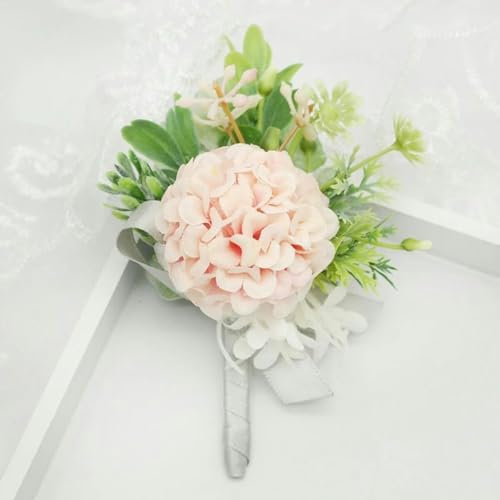 Ansteckblume, einzigartiges Design, Ansteckblume für den Bräutigam, Braut, Handgelenk, Ansteckblume, handgefertigtes Armband, rosa Rose, Orchidee