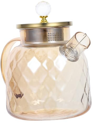Amosfun Jarra de Vidrio con Tapa de 1 5 L para Bebidas Jarra de Agua para Té Helado Y Zumo.