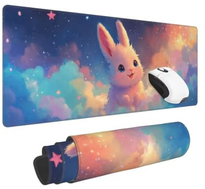 Tapis de Souris Mignon Tapis Souris XXL (1200×500×3MM) Tapis de Souris Gamer Lapin, Base en Caoutchouc Imperméable et Antidérapante Vitesse et la précision Améliorées pour Ordinateur, Travail, Gaming
