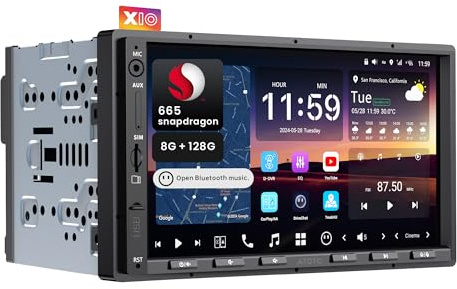 ATOTOZONE X10G2A7E Bouton Android De 7 Pouces Navigation in-Dash, Stéréo Double DIN, 8G+128G, Assistant IA ChatGPT, 4G LTE, CarPlay & Android Auto sans Fil, Connexion Dual Téléphone & Bluetooth