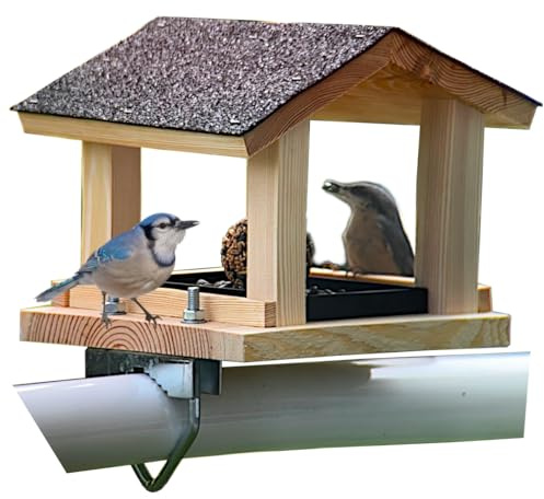 STAFECO Mangiatoia per uccelli per balcone, resistente alle intemperie, fatta a mano, per uccelli da giardino, supporto da balcone con una dimensione da 30 a 60 mm (ringhiera da balcone naturale)