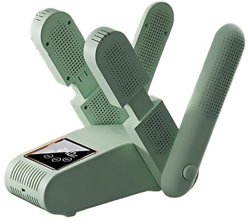 Generic Electric Shoes Dryer with Double V Bracket, LED Touch Screen and Timer, 55℃ Constant Temperature, Foldable Portable Dryer Quick Drying for Shoes Boots Gloves Green