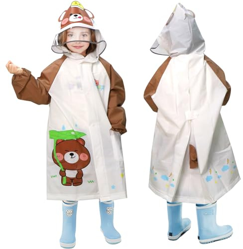 ANYOO Poncho Impermeabile per Bambini, Leggero Poncho Antipioggia Giacca Pioggia Unisex in EVA con Maniche Lunghe e Spazio per Zaino, per Ragazzi e Ragazze di Altezza 120-130 cm