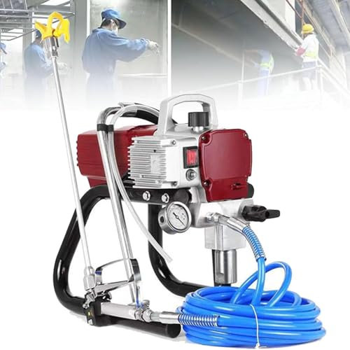 Pulverizador de pintura de pared sin aire profesional,Kit de pistola pulverizadora eléctrica,con tubo de extensión de 50cm,Tubo de alta presión y manómetro,Regulación de flujo