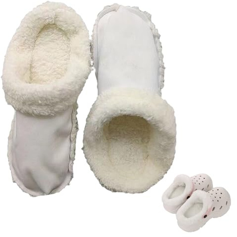 1 par de forros para Crocs, inserciones blancas esponjosas con forro polar mullido, pantuflas de mujer, cálidas y acogedoras, forro de forro de repuesto para calcetines para mujer y hombre, White, 5.5