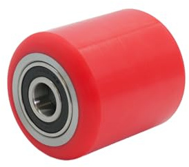 4er Set Hubwagenrollen Polyurethan 80 x 90 mm in rot – Achse 20 mm mit Kugellager | Ersatzrollen für Hubwagen & Gabelhubwagen | Verschleißfest & langlebig