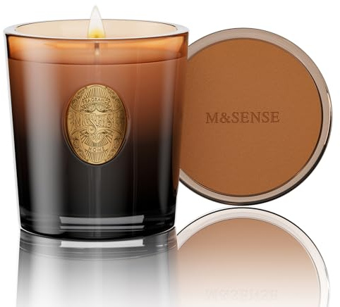 M&SENSE Duftkerze Mahagoni Sandelholz,260g Duftkerzen im Glas Natürliche Soja-Kerze,55 Stunden Brenndauer,Weihnachten Kerzengeschenke für Frauen & Männer