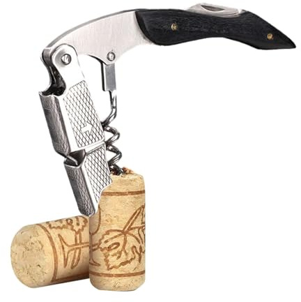 Professional Waiter Bottle Opener Wine Bottle Opener Integrated Stainless Steel Bottle Cap Remover Stainless Steel Wooden Handle Suitable for Housewives Sommeliers Waiters Bartenders