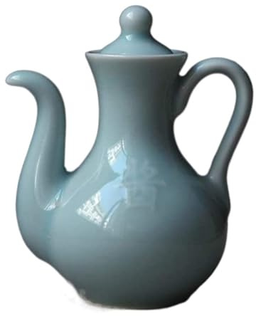 DHAEY Cuisine Distributeur d'huile et de vinaigre, Bouteille d'huile en céramique vinaigre/Sauce de soja, Petite Bouteille Vintage Anti-Fuite Condiment Container Distributeur(Light Blue,Vinegar)