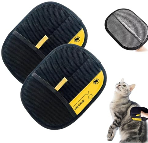 Rbleote 2 Stück Katzen Handschuhe Fellpflege, 24x17cm Fellpflegehandschuh Hund, Static Removal Gloves, Wiederverwendbar, Zwei Texturen, zum Waschen, Hair Removal, Fellpflege