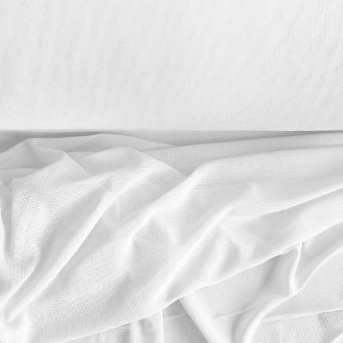 Soft-Tüll elastischer Feintüll Meterware Dessoustüll Kleidertüll Kostümstoff Fasching 17 Farben, Farbe:weiß