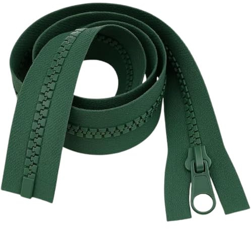 Open-Ended Chunky Zip Bottle Green 30 (76cm) - Heavy-Duty #5 Plastic Teeth Separating Zipper for Sewing & Repairs: Coats, Jackets, Hoodies, Large Bags & Cushion Covers by Giddy Square