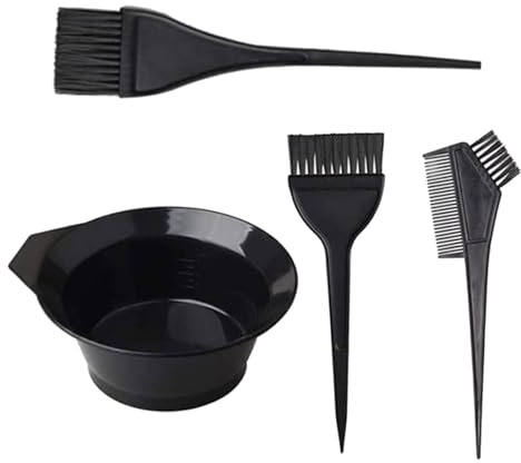 Set of 2 Hair Painting Templates - Colour Brush and Mixing Bowl with Heat-resistant Design | 3 Shape Dying Brush Tint Comb Set | Home Salon Hairdresser | Precise Application for All Hair Types