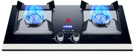 Piano cottura a gas a 2 fuochi con bruciatore wok ad alto fuoco, in acciaio inox, protezione anti-fiamma, facile da pulire, per uso domestico ed esterno