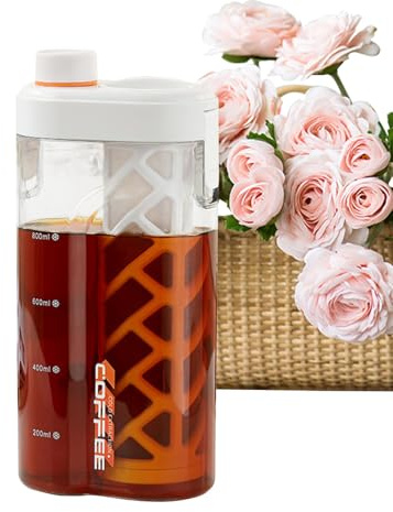 Xijobido Cold Brew Café - Preparador de Té en Frío,Botella Estanca Con Filtro Extrafino 350 Mallas Escala Portátil Para Exteriores Hogar Viaje Camping