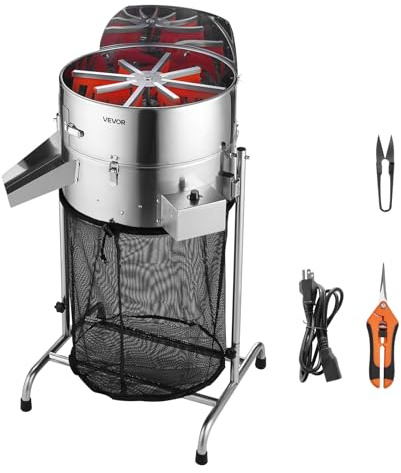 VEVOR Elektrisk Knopptrimmer 415 mm, lutande bladklippare med blad i rostfritt stål och samlare för hydroponisk odling, groddar, aromatiska örter