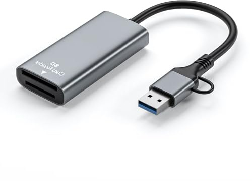 SHOOYIO Lector de tarjetas de memoria USB 3.2 Gen 2, velocidad de transferencia rápida de 10 Gbps, para flujos de trabajo de video digital 4K, lector de tarjetas USB C para tipo A