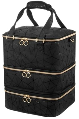 Sac de rangement pour vernis à ongles, 3 niveaux pour 84 bouteilles de vernis à ongles, couche inférieure amovible pour salon et usage domestique, Noir , /