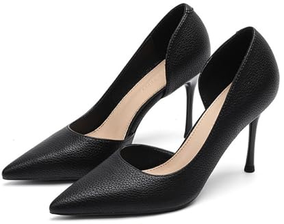WQHPLMD Women's Pumps Pointed Closed Toe Classic Slip On Stiletto Wedding Bride Work Party Dress Shoes