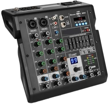 Mezclador de audio, Mezclador de 4 canales B4 Mesa sonido Consola mezclas DJ profesional Incorporada 99 Efectos digitales DSP 48V Phantom Power Para estudio de karaoke(B4)