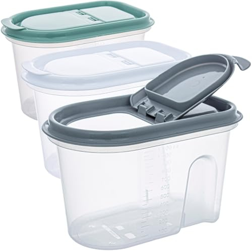 2friends Schüttdosen 3er Set 1,1L | Vorratsdosen mit Klappdeckel Transparent | Müsli Schüttbehälter Schüttdosen 1,1l | Messskala Griffmulde | Recyclebar | Made in EU