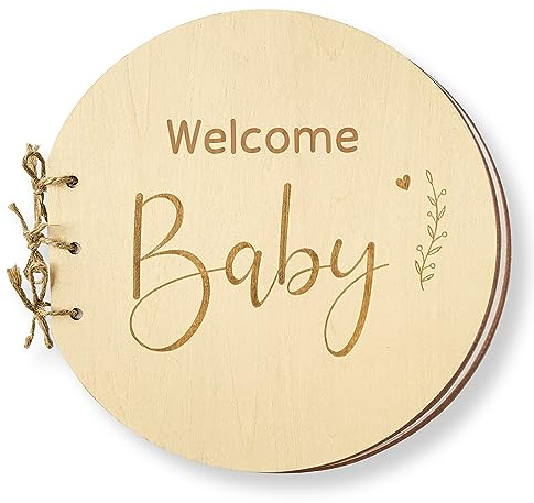CHarmeFleur Holzbuch Alternativen Für Jungens Mädchen Gästebuch Baby Shower Willkommens Schild Erinnerung Geschenke Leeres Gästebuch Zur Dekoration