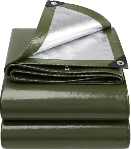3x4m Lona Impermeable y Resistente de Polietileno 130 g/m² – Verde Militar – Anti-UV y antiheladas – con Ojales metálicos Reforzados – Multiusos para jardín, Camping, Muebles, Coches