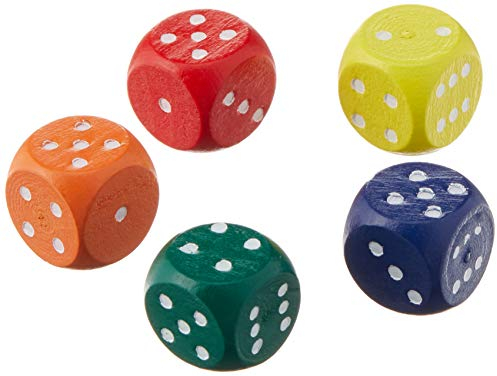 Tobar Fünf Hell farbige Holz Traditionelle Holz Spiel-Würfel, Gemischt, 1,5 Zentimeter