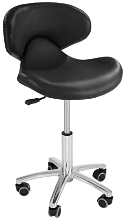 Physa - Andria Black - frisörpall med ryggstöd - justerbar 45-59 cm - svart