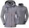 donhobo Damen Jacken 3-in-1 Fleece Gefüttert Winterjacke Winddicht Warm Verdickte Softshelljacke Wasserdicht Outdoor Wanderjacke Funktionsjacke Grau S
