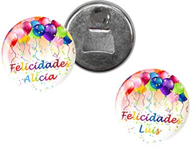 Lote de 30 Originales Chapas Abrebotellas Imán PersonalizablesFelicidades Recuerdos. Juguetes y Regalos para Fiestas de Cumpleaños, Bodas, Bautizos y Comuniones.DC