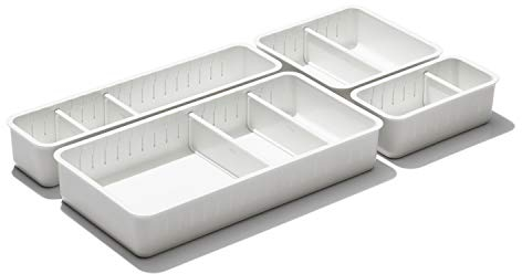 OXO Good Grips - Cajón de baño ajustable con separadores extraíbles, juego completo de 4 piezas