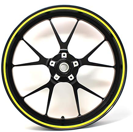 Felgenrandaufkleber Felgenrand Stripes Breite 7mm Neon mit Montagetool 16 17 18 19 Zoll Zubehör für Auto Motorrad Felgen Aufkleber (Neon Gelb)