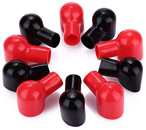 ZHITING 10 Stk Batterie Terminal Abdeckungen Weichem Kunststoff Schutzkappe Isolierende Terminal Covers Positive und Negative Rot & Schwarz