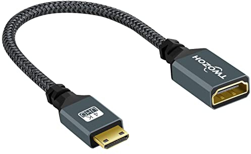 Twozoh Câble Mini HDMI Mâle vers HDMI Femelle Adaptateur,Support 3D 4K 1080p (20CM)