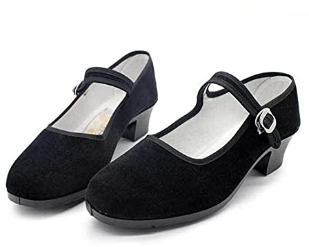 LGYKUMEG Scarpe da Donna in Velluto con Tacco, Ballerine con Cinturini, Scarpe Estive, Comode E Traspiranti.,Nero,EU40