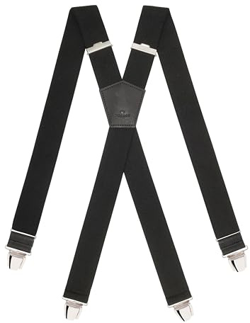 Pierrot Herren Hosenträger Breit und Vintage Premium - Made in Germany/France - Verstärktes Gummiband & Lederbeschläge mit Extra Starken Metallclips - Verstellbare Länge bis 130cm