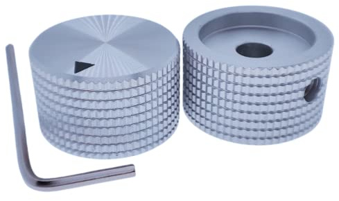 Szliyands 2 Stück Aluminium-Potentiometer-Drehknopf, für 0,6 cm Durchmesser Schaft, 2,4 cm Durchmesser, 1,5 cm Höhe, Lautstärkeregler, Audio-Knauf, Gitarrenknauf. (Silber)