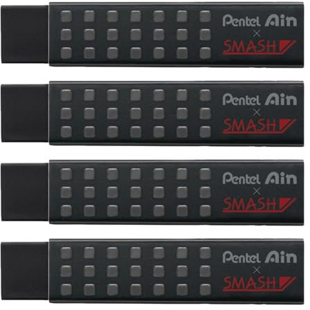 Pentel AMZ-ZETH17SMN4 Radiergummis, Smash, Schwarz, 4 Stück