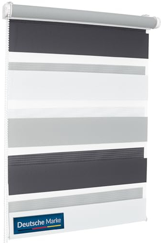 TEXMAXX® Doppelrollo Klemmfix ohne Bohren - 60 x 100cm (Stoffbreite 56 cm) Schwarz-Grau-Weiss/Rollos für Fenster ohne Bohren/Fensterrollo innen ohne Bohren/Doppelrollo ohne Bohren inkl. Zubehör