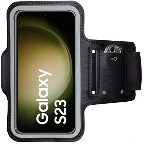 CoverKingz Sportarmband für Samsung Galaxy S23 - Handy Armband Schwarz | Armtasche mit Schlüsselfach, Oberarm Halterung, Sport Laufarmband