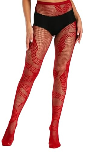 XIUSEMY Collants sexy para mujer Medias de rejilla Collants con estampados Collants de calcetines altos, Talla única