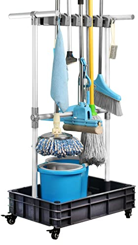Mopphalter besenhalter Aufbewahrung für Reinigungsgeräte, mobiler Reinigungswagen, löst das Problem von tropfenden Mopps und nassen Böden