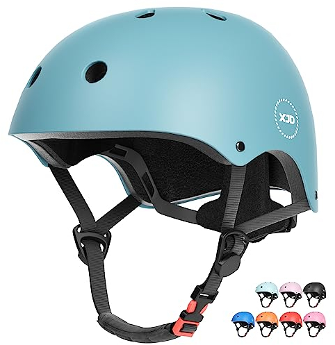 XJD Fahrradhelm Kinder Jugend Kinderhelm Einstellbare Skateboard Helm Skaterhelm für Fahrrad Skateboard Scooter Roller Kinderfahrradhelm für 3-13 Alt Mädchen und Jungen (S: 51-54 cm, Dusty Blau)