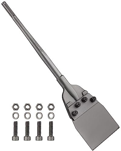 Firecore Plat Burin pour Berforateur Burineur SDS MAX,Grattoir Sol SDS 150mm×635mm avec 4 Boulons et écrous,Burin sds max pour Enlever L'Adhésif Carrelage et Sol, Moquette, Linoléum