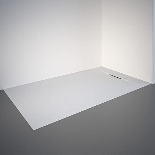 Schulte Duschwanne DWM-Tec mit Steinstruktur Mattweiß 70 x 170 cm, Mineralwerkstoff, Oberfläche aus Steinstruktur, barrierefrei, extraflach, geringes Eigengewicht