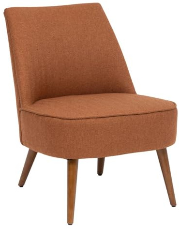 Atmosphera - Gary Retro-Sessel - Bernstein - B 57 x T 70 x H 74 cm - Chevron-Stoff, Holzbeine - Für Wohnzimmer, Schlafzimmer, Flur
