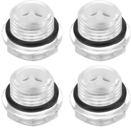 QUARKZMAN 4Pz Vetro Spia Olio Compressore Aria M16 x 1.5mm Maschio Indicatore Livello Liquido Testa Esagonale Plastica Olio Vista O-Ring per Aria Compressore Raccordi, Trasparente