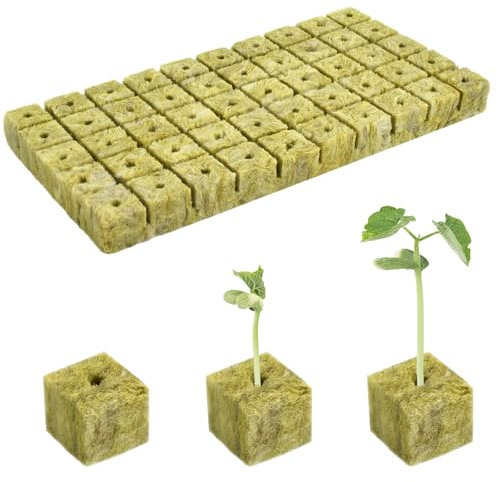 DIELOVEHUA 50 Piezas Cubos de Lana de Roca, Cubos de Cultivo de Lana de Roca, Cubos de Cultivo Hidropónicos, Cubos de Lana de Roca Propagación, para Esquejes Hortalizas Crecimiento Hidropónic