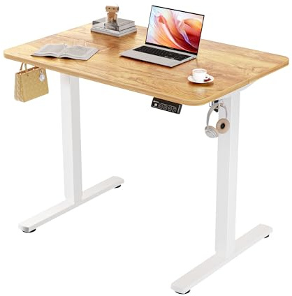 ERGOMAKER Electric Standing Desk 90x60cm, 2 Memory Heights, Light Brown
